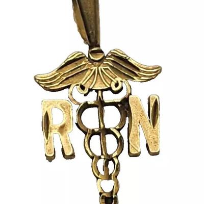 Michael Anthony 14K Yellow Gold RN Caduceus Medical Symbol Pendant