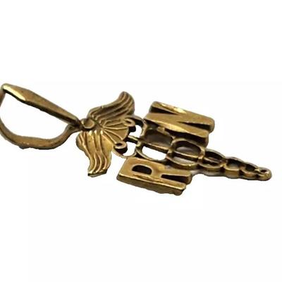Michael Anthony 14K Yellow Gold RN Caduceus Medical Symbol Pendant