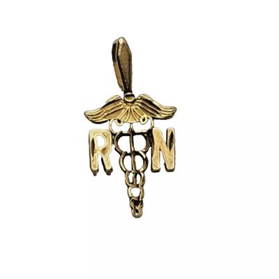 Michael Anthony 14K Yellow Gold RN Caduceus Medical Symbol Pendant