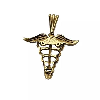 Michael Anthony 14K Yellow Gold Diamond Cut Caduceus Medical Symbol Pendant