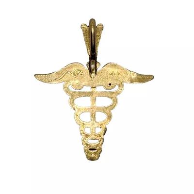 Michael Anthony 14K Yellow Gold Diamond Cut Caduceus Medical Symbol Pendant