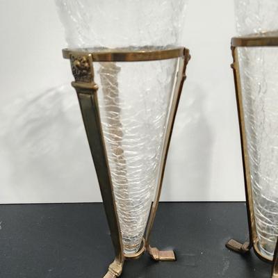 Pair of Crackled Glass Vases