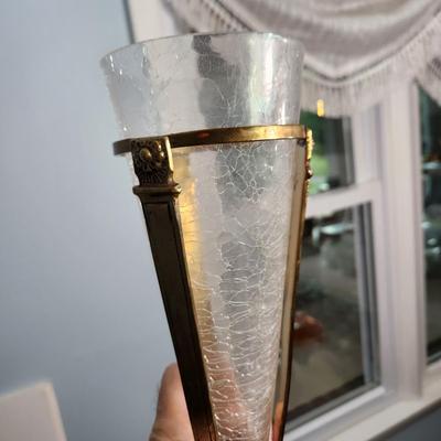 Pair of Crackled Glass Vases