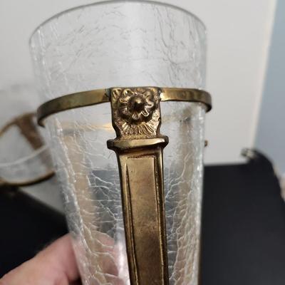 Pair of Crackled Glass Vases