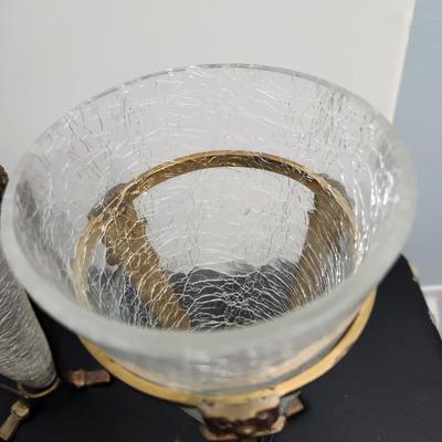 Pair of Crackled Glass Vases