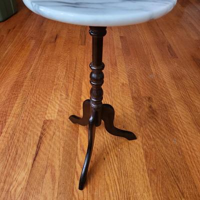 12" Dia Marble Top Table Plant Stand