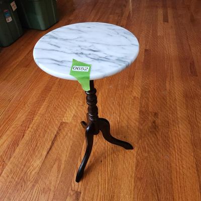 12" Dia Marble Top Table Plant Stand