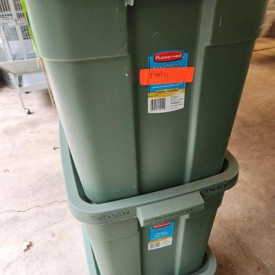 lot of 6 Green Rubbermaid Roughneck Storage Totes 18 Gallon
