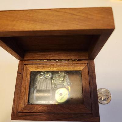 Brass Inlaid Wood Music Box