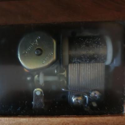 Brass Inlaid Wood Music Box