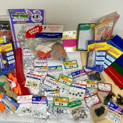 Craft Crafting Supplies Lot - googly eyes, eyelashes, felt, glitter, bead kits, etc