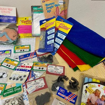 Craft Crafting Supplies Lot - googly eyes, eyelashes, felt, glitter, bead kits, etc