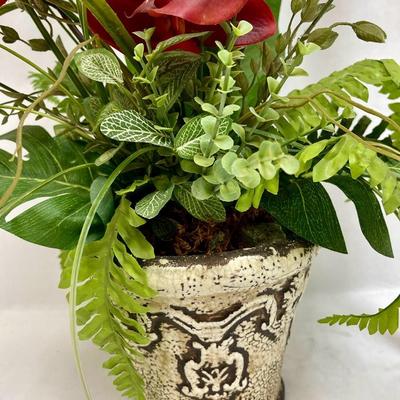 Faux Floral Arrangement in Pottery