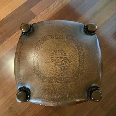 503 Theodore Alexander Leather Top Backless Bar Stool