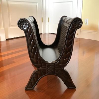 505 Black Wicker and Wood Magazine Rack