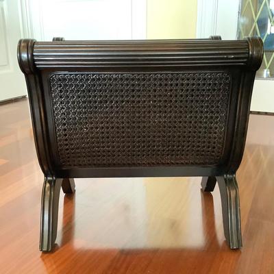 505 Black Wicker and Wood Magazine Rack