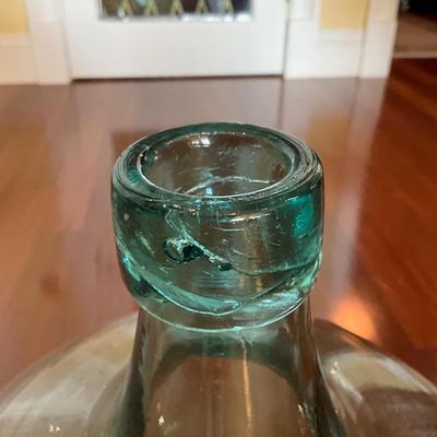 514 French Hand Blown Demijohn Glass Bottle and Gilt with "Nuits-St-George" Crest