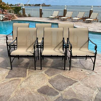 516 Set of 6 WOODARD Sling Dining Arm Chairs