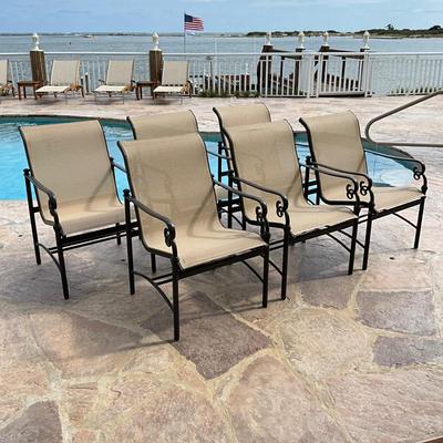 516 Set of 6 WOODARD Sling Dining Arm Chairs