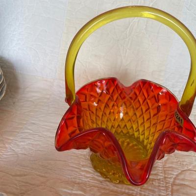 Amberina diamond shape dish