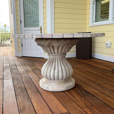 517 Large Mosaic Tile Top Resin Base Outdoor Table 48" diameter
