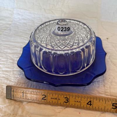 Vintage imperial glass cobalt blue dome butter dish