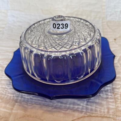 Vintage imperial glass cobalt blue dome butter dish