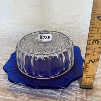 Vintage imperial glass cobalt blue dome butter dish