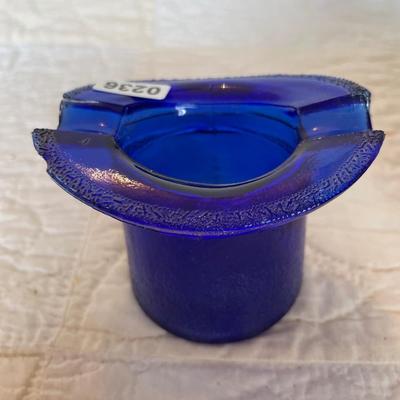Cobalt blue top hat ashtray