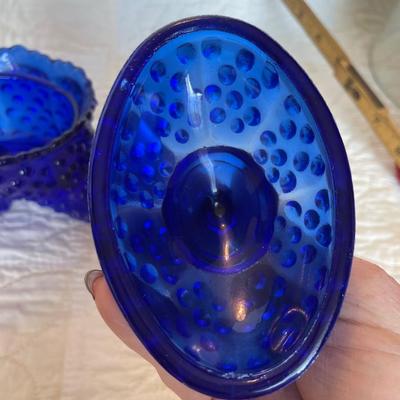 Cobalt blue hobnail glass shoe
