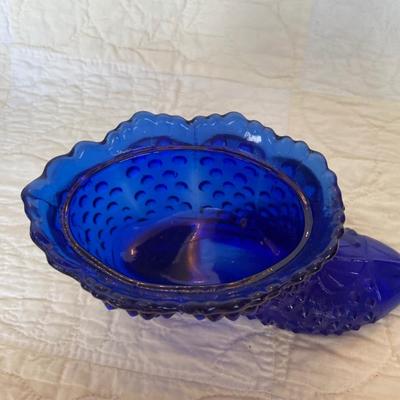 Cobalt blue hobnail glass shoe