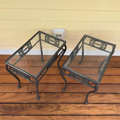 522 Pair of WOODARD Glass top Tables