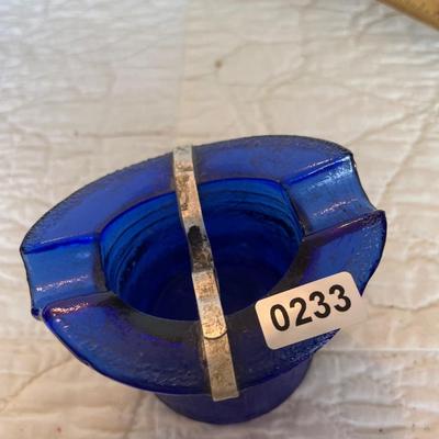 Cobalt blue top hat ashtray