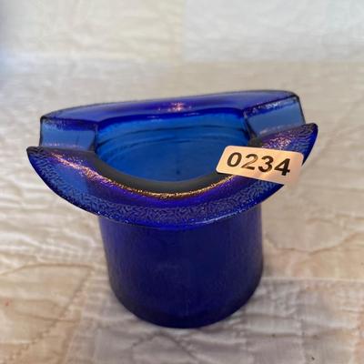 Cobalt blue top hat ashtray