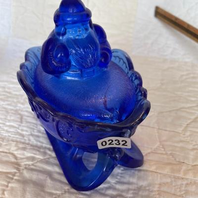 Westmorland cobalt blue Santa on sleigh
