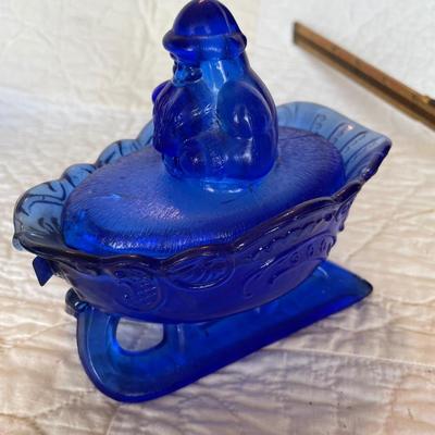 Westmorland cobalt blue Santa on sleigh