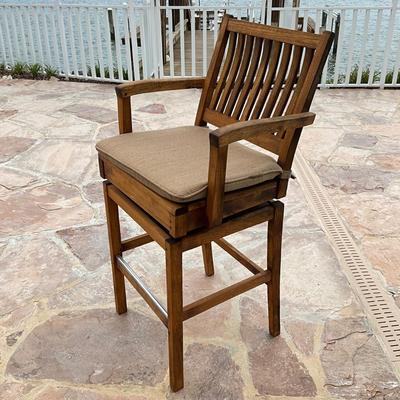 523 Pair of Gloster Teak Swivel Barstools with Cushion