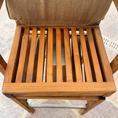 523 Pair of Gloster Teak Swivel Barstools with Cushion