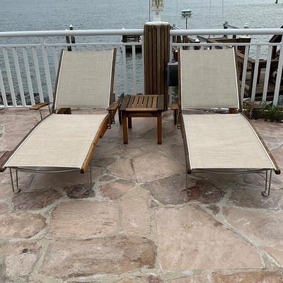 527 Pair of Gloster Lounge Chairs and Teak Table