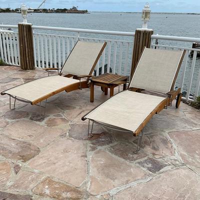 527 Pair of Gloster Lounge Chairs and Teak Table