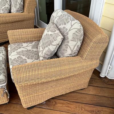 545 VENEMAN Resin Wicker Chair and Ottoman Set with Cushions