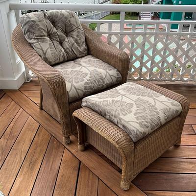 549 Lloyd Flanders Wicker Chair and Ottoman
