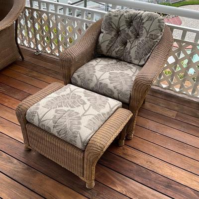 549 Lloyd Flanders Wicker Chair and Ottoman