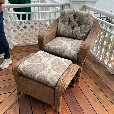 549 Lloyd Flanders Wicker Chair and Ottoman