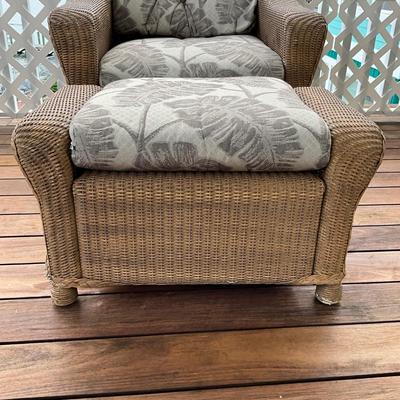549 Lloyd Flanders Wicker Chair and Ottoman