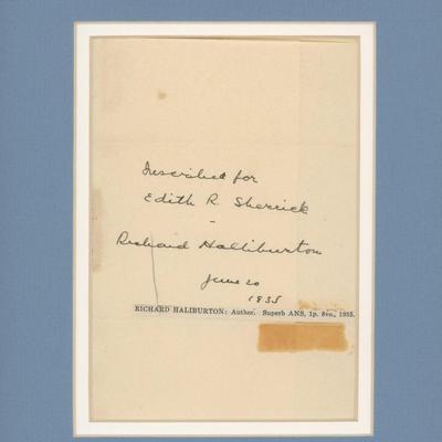 Richard Haliburton signed note