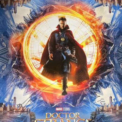 Dr. Strange cast signed movie poster 