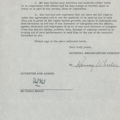 Sir Osbert Sitwell signed film contract 