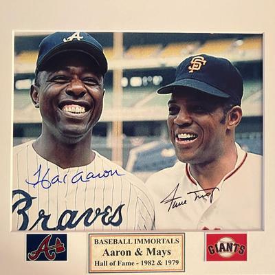 Hank Aaron / Willie Mays signed photo