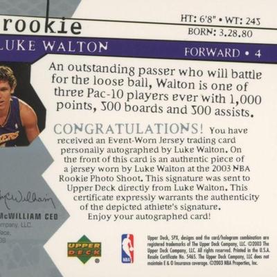 LA Lakers Luke Walton signed rookie card and jersey swatch